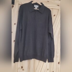 Vintage Pierre Cardin Grey 100% Italian Merino Wool Size XL Collared Shirt